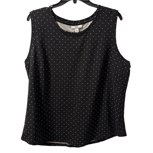 Groft & Barrow Blouse Sz XXL Black Sleeveless Top With White Dots top - Picture 1 of 12
